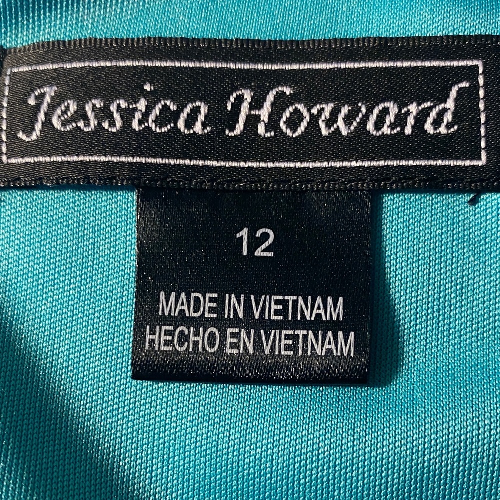 Sleeveless Teal and Blue Print Midi Dress - Picture 5 of 6